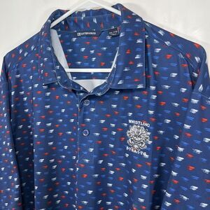 Cutter & Buck Whistling Straits Golf Polo Shirt Mens 2XL XXL Navy Red White Geo